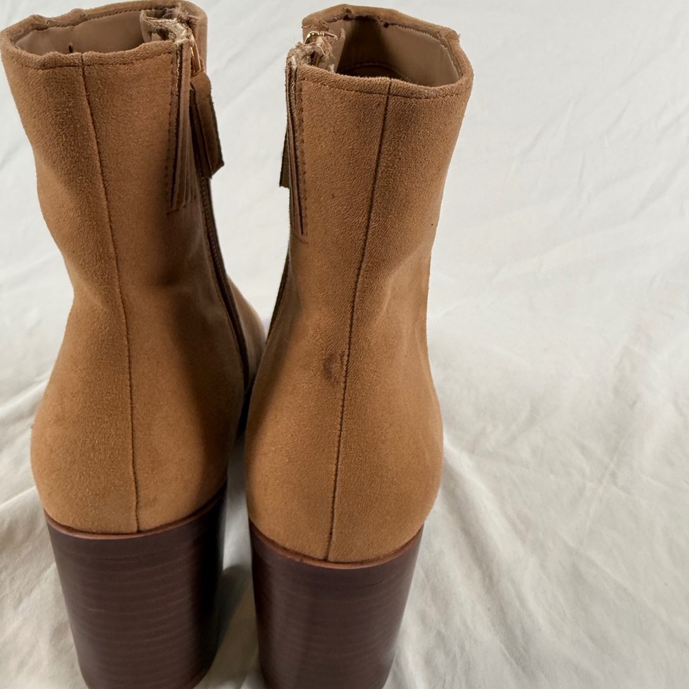 J.Crew Womens Tan Faux Suede Block Heel Ankle Casual Fall Booties Size 9.5 - Picture 4 of 8